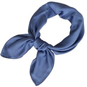 NWOT Blue Silk / Satin Feeling Scarf  27 x 27 " - for neck, hair, bag ect